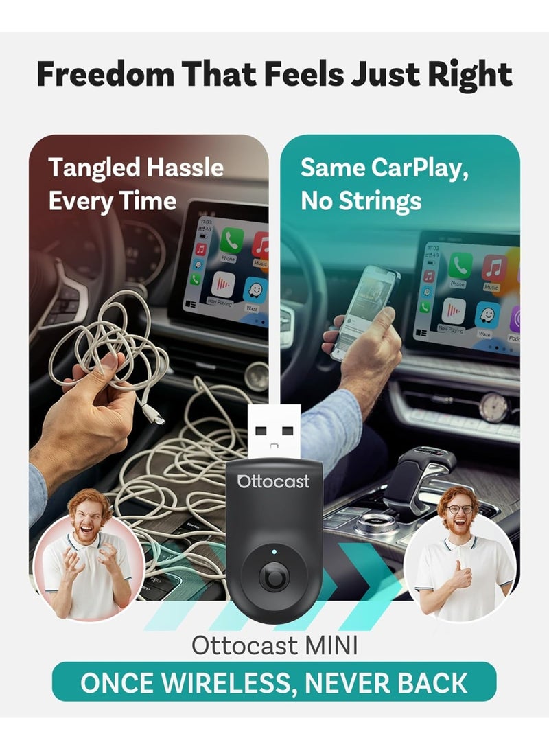 أوتوكاست محول OTTOCAST Mini Dongle 2 في 1 اللاسلكي للعبة CarPlay لأجهزة Apple iPhone مع خاصية تمرير GPS، ومحول Android Auto للسيارة، سهل الاستخدام، يحول نظام CarPlay السلكي إلى لاسلكي، ويدعم USB وUSB-C، بدون أي تأخير. - Image 2